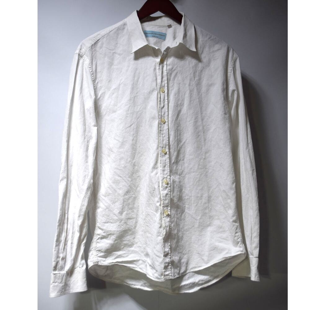 Alessandro Gherardeschi White Textured Button Up Shirt Made in Italy Size L